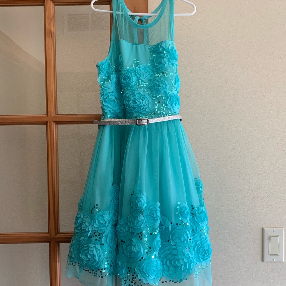 Gorgeous Girls Tulle and Sequin Aqua Dress